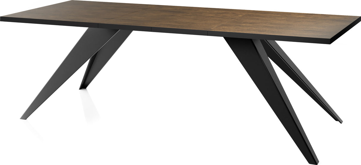 Esstisch Vance im Modern Stil, Rechteckiger Tisch – Ausziehbar – Pulverbeschichtete Schwarze Metallbeine – Made in EU