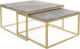Rechteckige Quadratische Satztische Couchtische mit Gold Gestell - Loft Style Couchtische Metallbeine - 2 in 1 - Zwei Industrielle Getrennte Tische für Wohnzimmer