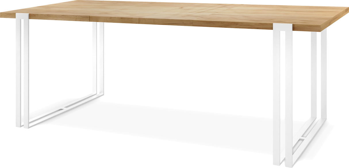 Ausziehbarer Esstisch – Großer Tisch im Loft-Stil mit Weiße Metallbeinen 160 bis 260 cm – Industrietisch für das Wohnzimmer – Spacesaver – 160 x 90 cm