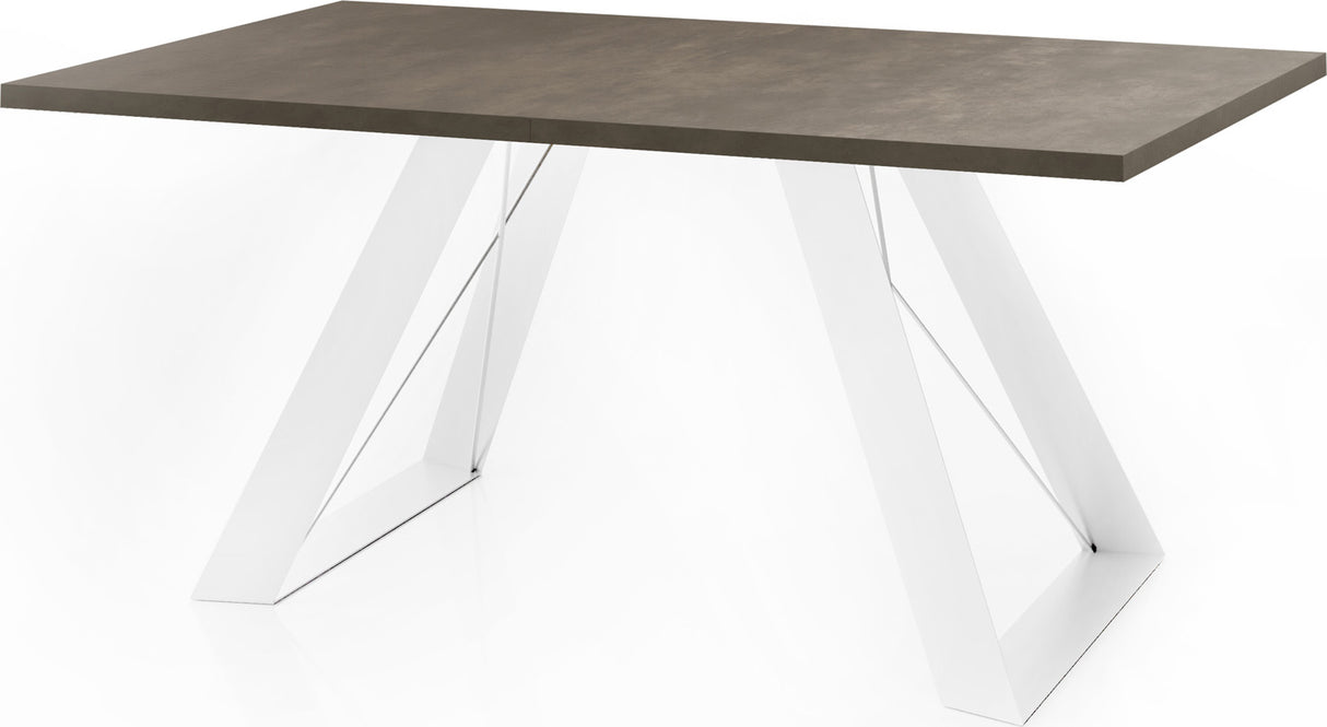 Esstisch Colter Weiß im Modern Stil, Rechteckiger Tisch – Ausziehbar – Pulverbeschichtete Weiße Metallbeine – Made in EU