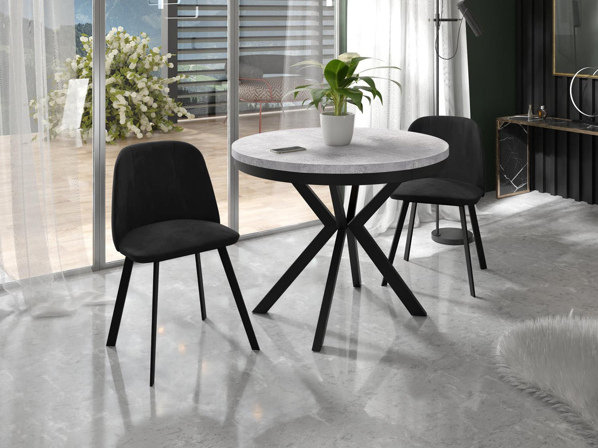 Runder Ausziehbarer Esstisch – Loft Style Tisch mit Metallbeinen – 90 bis 170 cm – Industrieller Tisch für Wohnzimmer – Kompakt – 90 cm