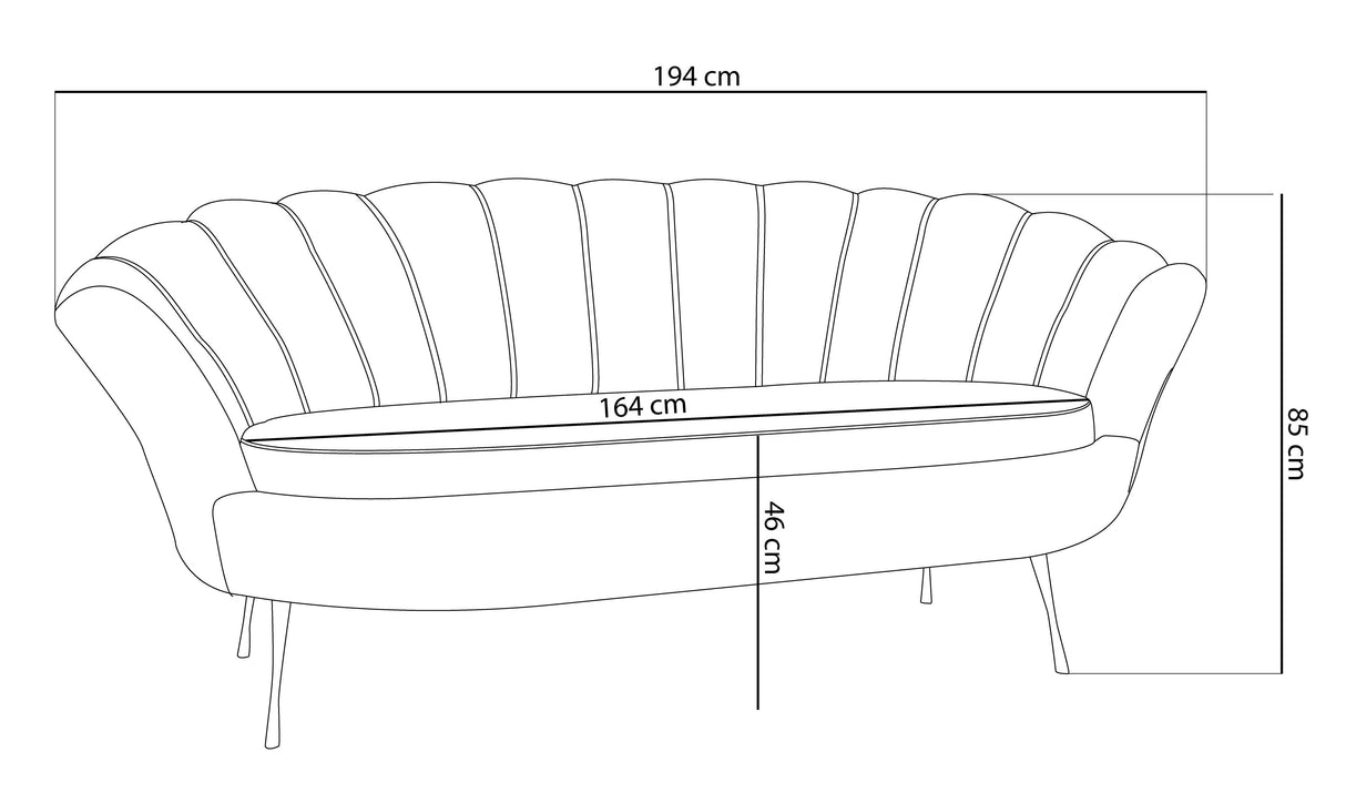 3-Sitzer Samt Muschel Sofa Cara