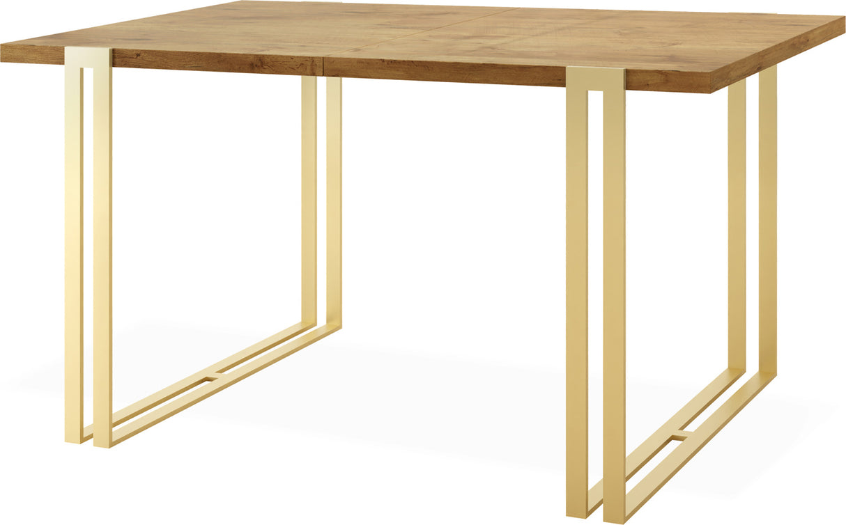 Ausziehbarer Esstisch – Großer Tisch im Loft-Stil mit Golden Metallbeinen 160 bis 260 cm – Industrietisch für das Wohnzimmer – Spacesaver – 160 x 90 cm