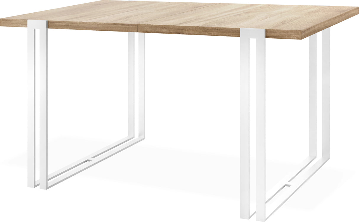 Ausziehbarer Esstisch – Großer Tisch im Loft-Stil mit Weiße Metallbeinen 160 bis 260 cm – Industrietisch für das Wohnzimmer – Spacesaver – 160 x 90 cm