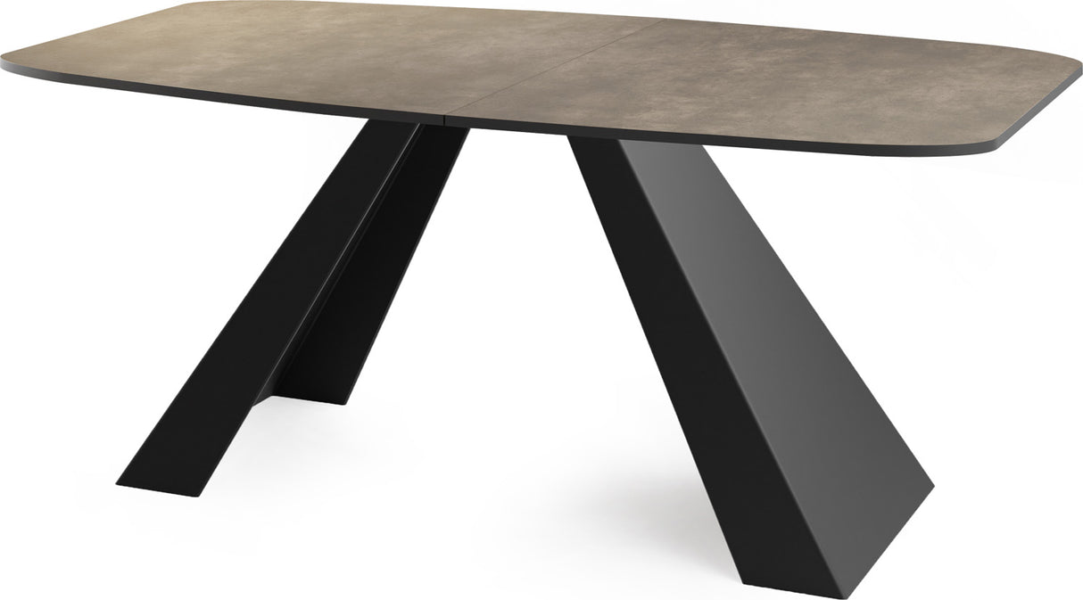 Esstisch Monte Schwarz im Modern Stil, Rechteckiger Tisch – Ausziehbar – Pulverbeschichtete Schwarze Metallbeine – Made in EU