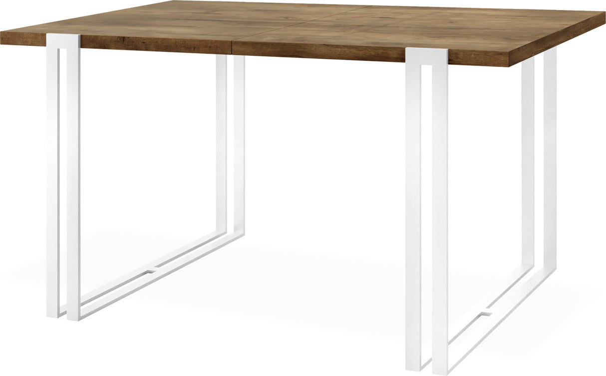 Ausziehbarer Esstisch – Großer Tisch im Loft-Stil mit Weiße Metallbeinen 160 bis 260 cm – Industrietisch für das Wohnzimmer – Spacesaver – 160 x 90 cm