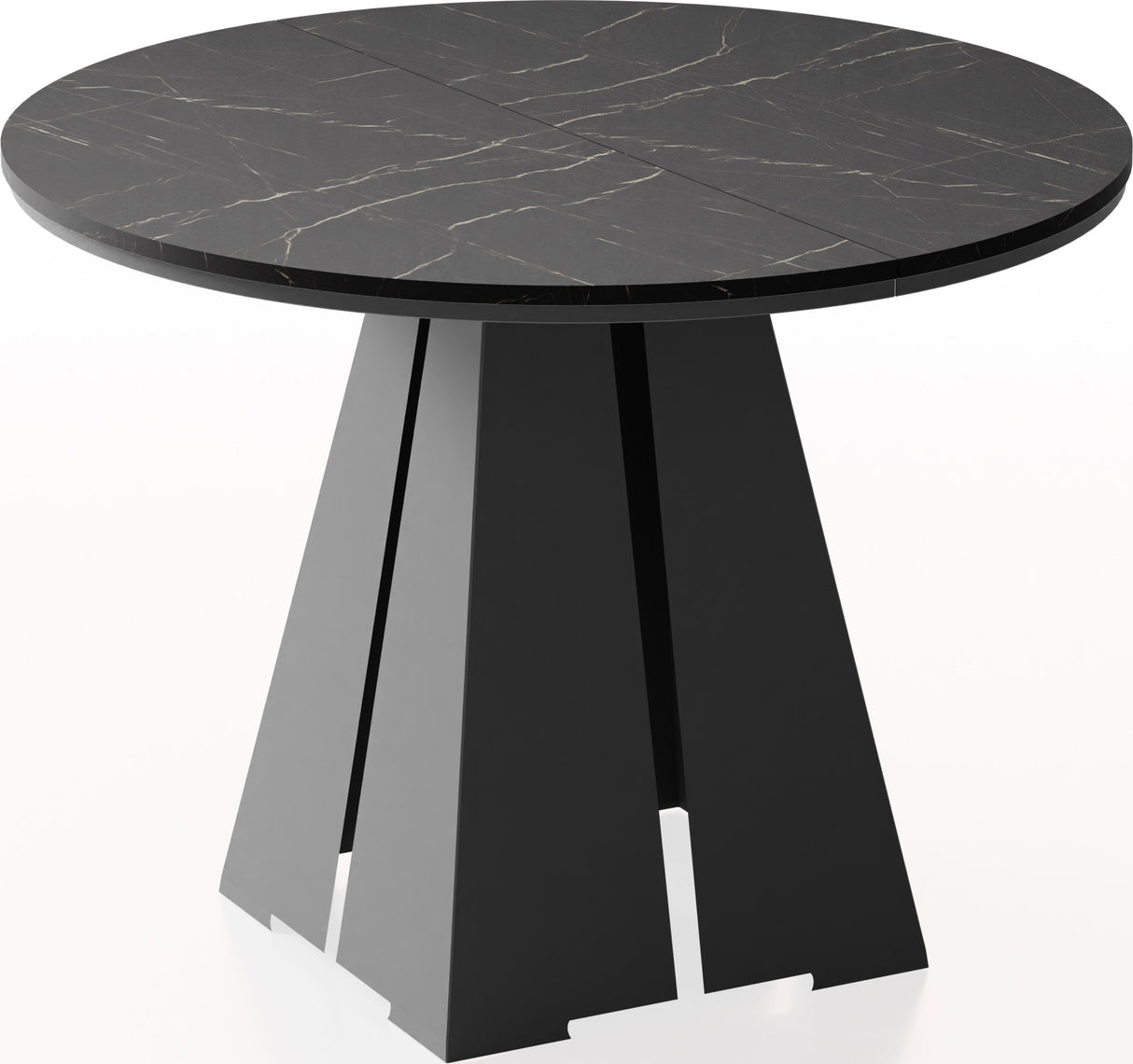 Runder Ausziehbarer Esstisch mit Schwarzem Metallgestell – Moderner Industrieller Tisch für Esszimmer oder Küche – Made in EU