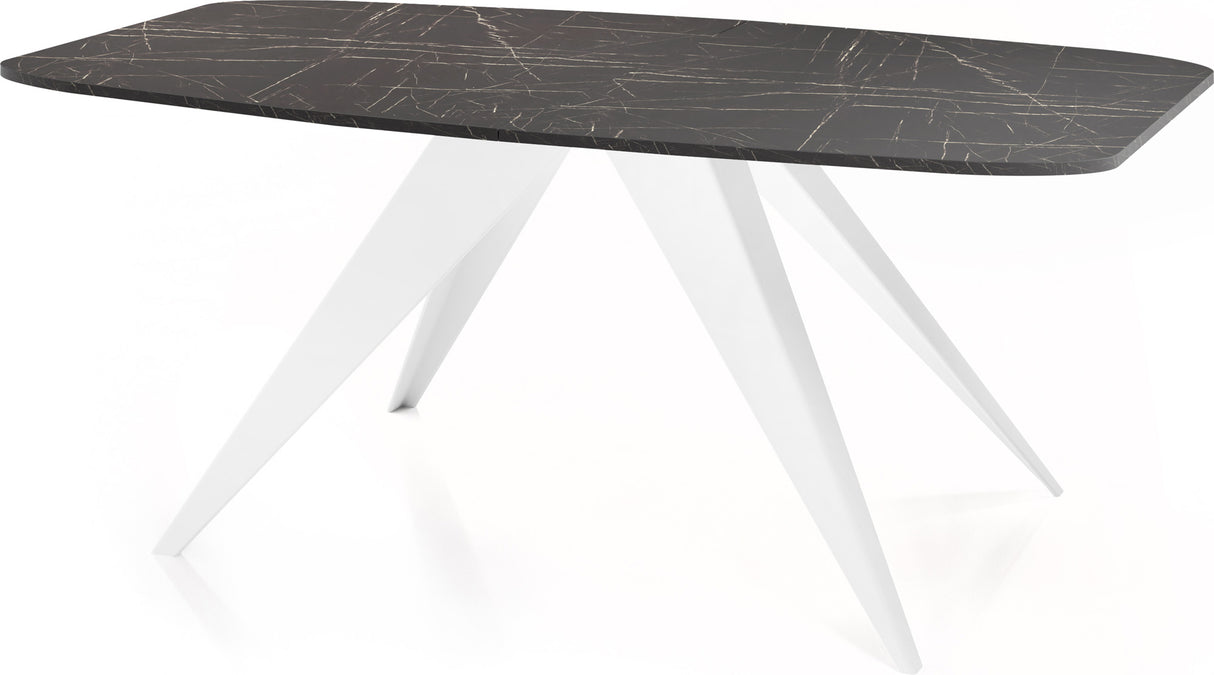 Ausziehbarer Esstisch Fatina im Loft-Stil – Industrieller Tisch mit Weißen Metallbeinen – Made in EU