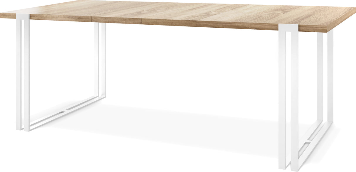 Ausziehbarer Esstisch – Großer Tisch im Loft-Stil mit Weiße Metallbeinen 160 bis 260 cm – Industrietisch für das Wohnzimmer – Spacesaver – 160 x 90 cm