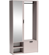 Garderoben-Set mit Spiegel & Sitzbank – Kompaktgarderobe 100 cm mit Kleiderstange, Schuhablage, Stauraum – Links oder Rechts – Flurgarderobe für Diele – Garderobenschrank Lena Uni