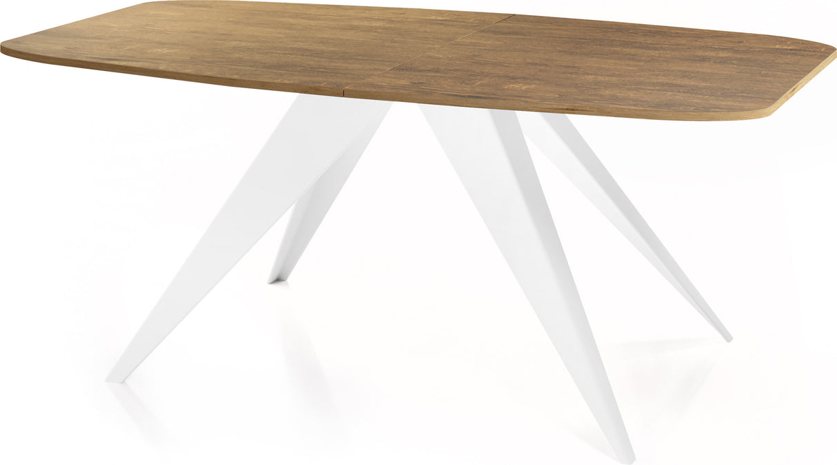 Ausziehbarer Esstisch Fatina im Loft-Stil – Industrieller Tisch mit Weißen Metallbeinen – Made in EU