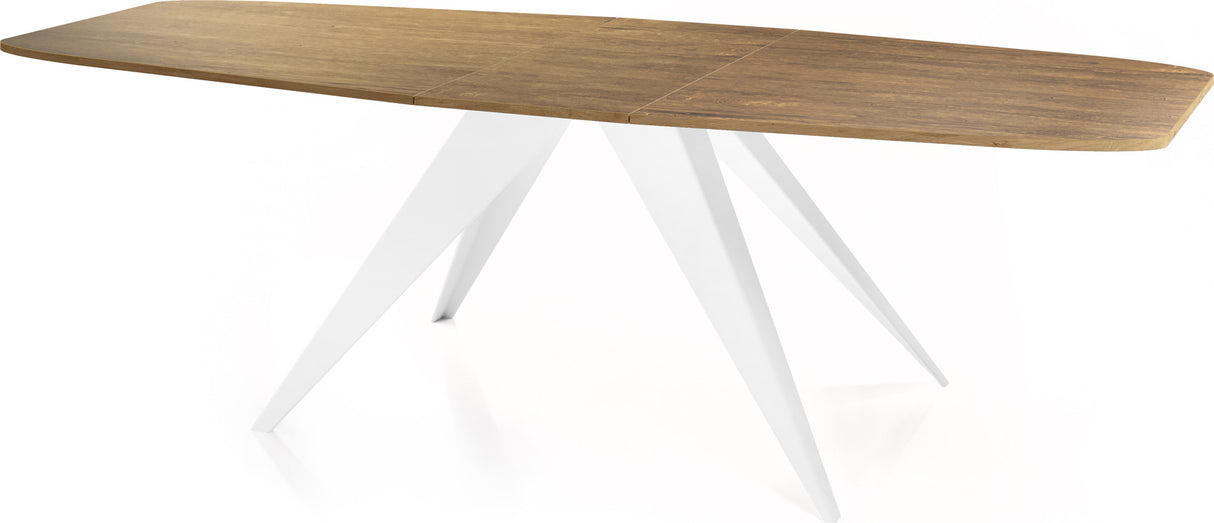 Ausziehbarer Esstisch Fatina im Loft-Stil – Industrieller Tisch mit Weißen Metallbeinen – Made in EU