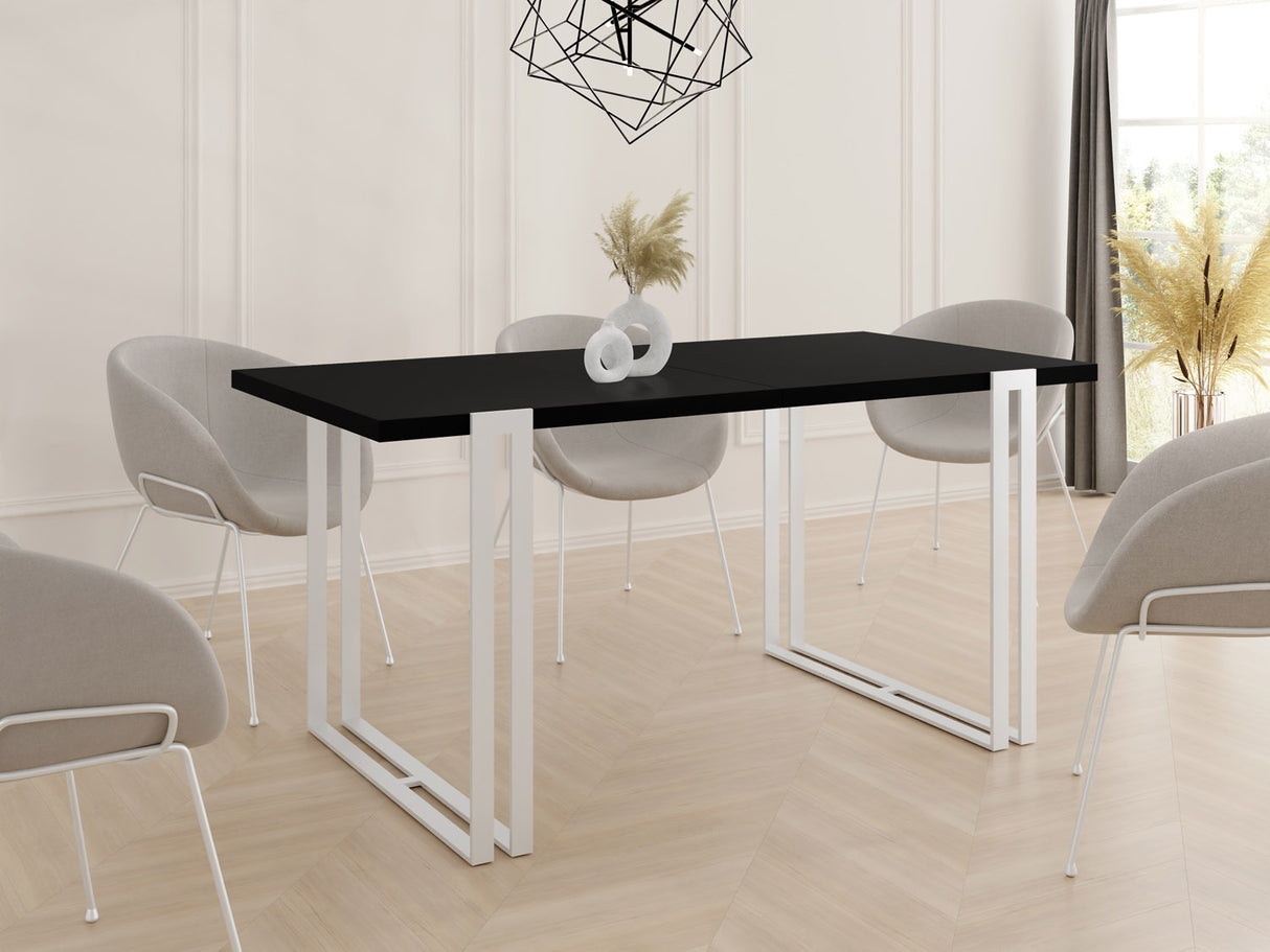 Ausziehbarer Esstisch – Großer Tisch im Loft-Stil mit Weiße Metallbeinen 160 bis 260 cm – Industrietisch für das Wohnzimmer – Spacesaver – 160 x 90 cm