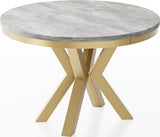 Runder Ausziehbarer Esstisch Clara im Loft-Stil – Industrieller Tisch mit Goldenen Metallbeinen – Made in EU