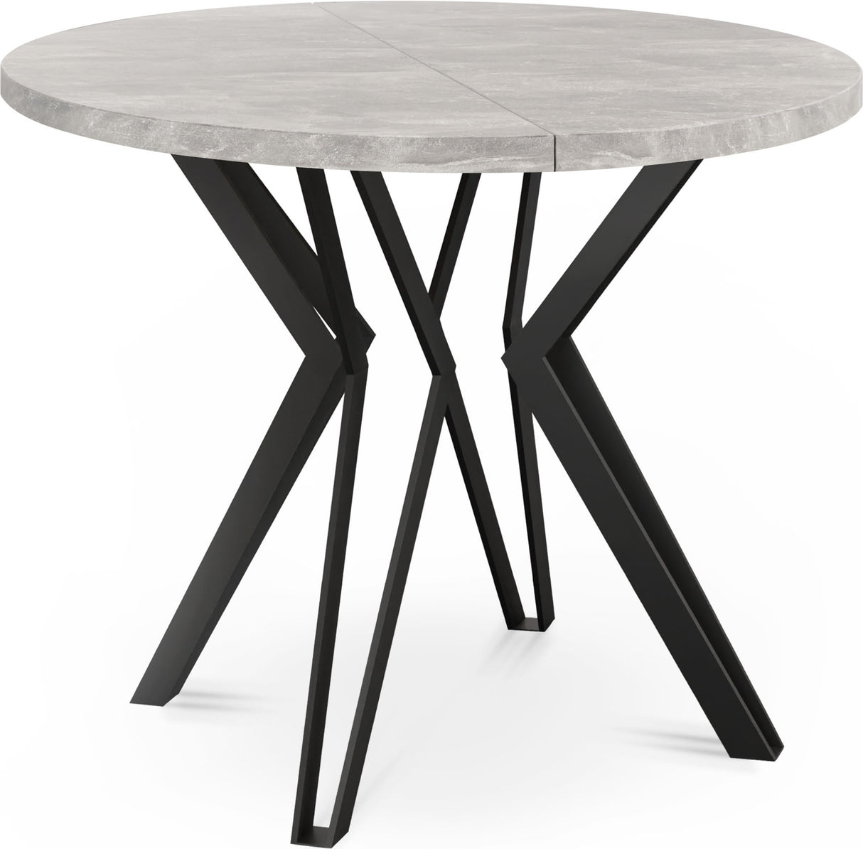 Runder Tisch für das Esszimmer – 100 oder 120 cm Durchmesser – Ausziehbarer Tisch mit Pulverbeschichteten Schwarzen Metallbeinen – Industriestil