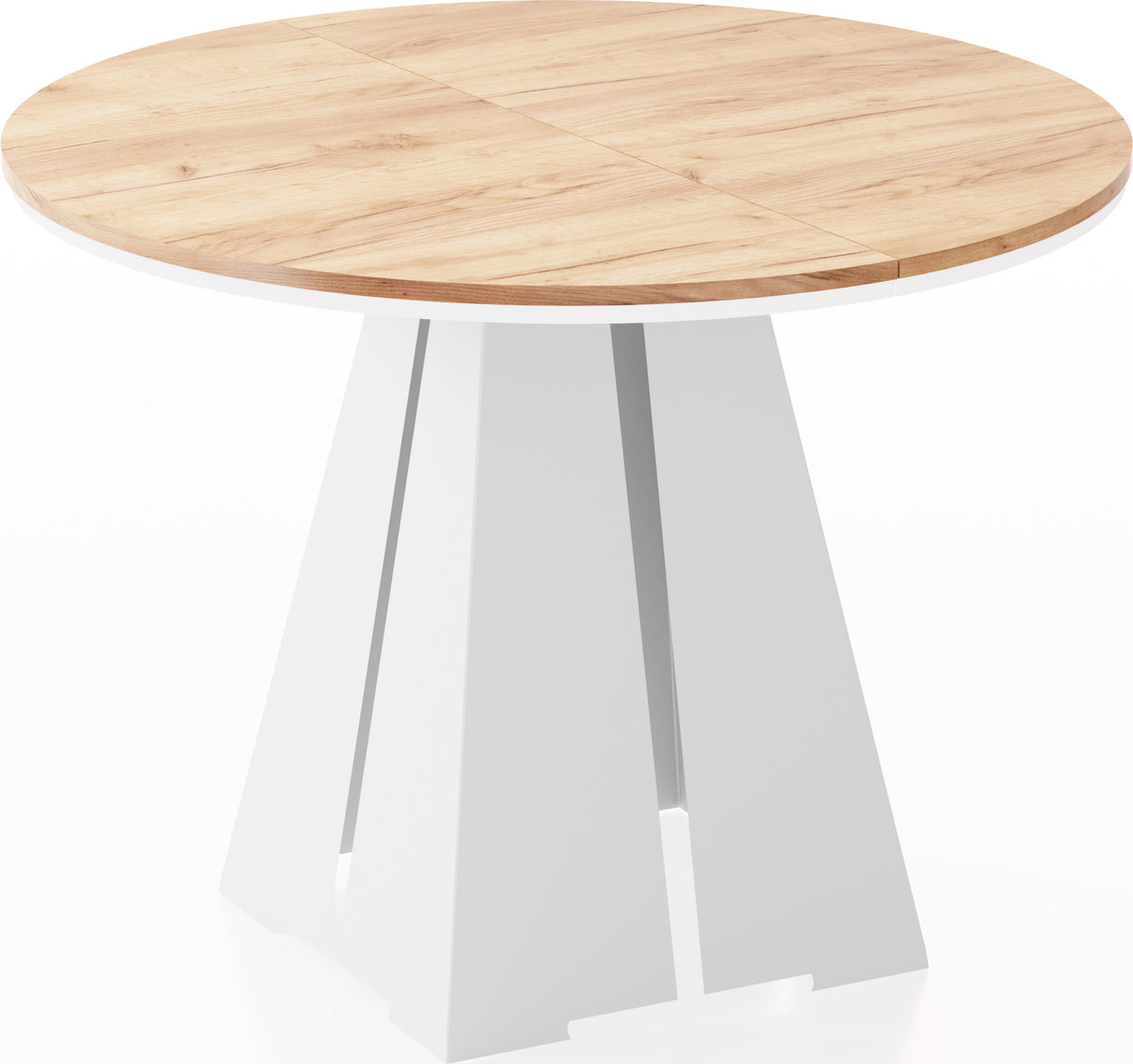 Runder ausziehbarer Esstisch mit weißem Metallgestell – moderner industrieller Tisch für Esszimmer oder Küche – 100 cm bis 180 cm – Made in EU